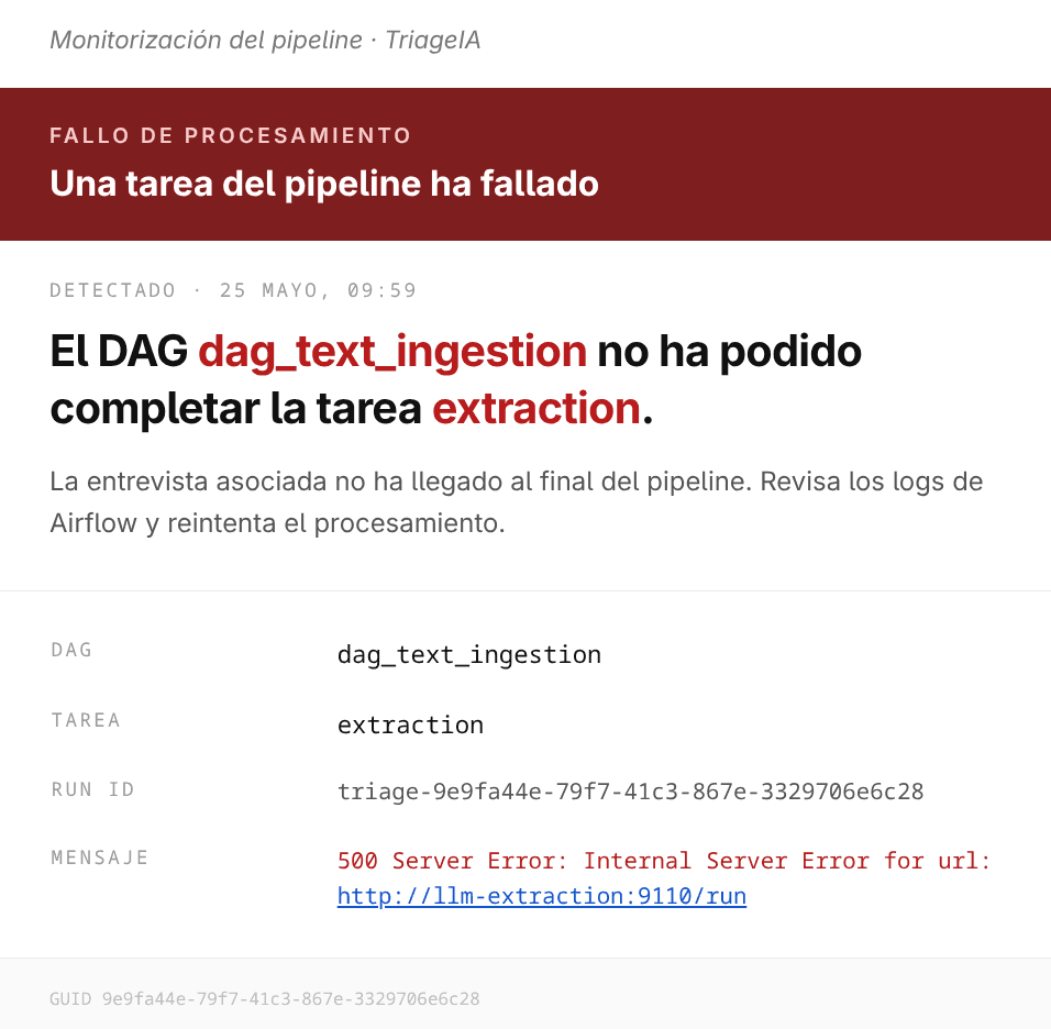 Technical alert: a pipeline DAG couldn't complete a task