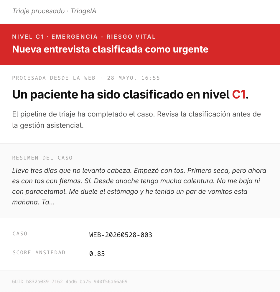 Clinical alert: new interview classified as C1, life-threatening